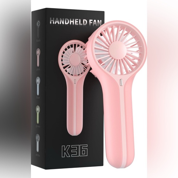 Portable Handheld Fan-Pink USB Rechargeable With Base For Desk - Picture 1 of 8
